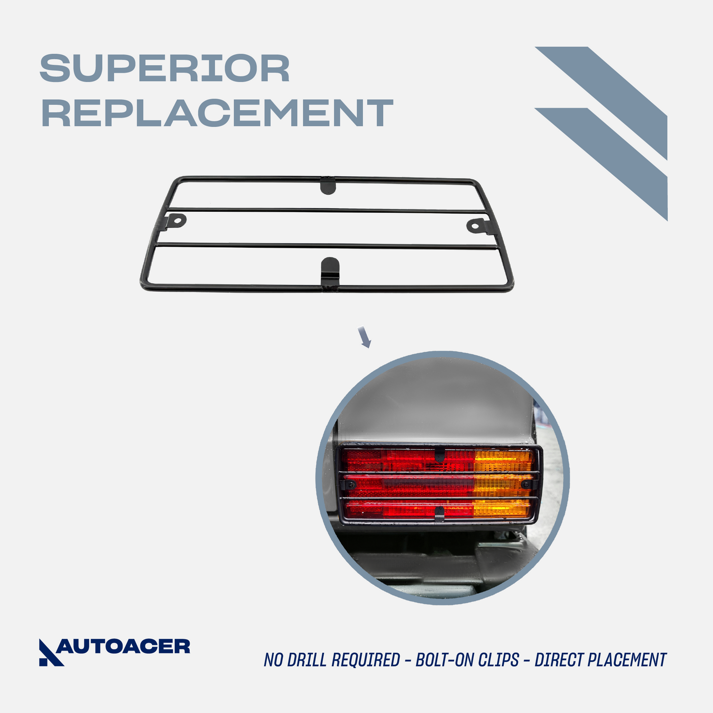 AUTOACER Light Guard Grill Kit 2p - Rear Tail Light Protector Grills (Left & Right) for MERCEDES G WAGON