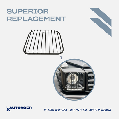 AUTOACER - 2p HD Front Headlight Guard Grills For Mercedes G-Class W463 1990-2018