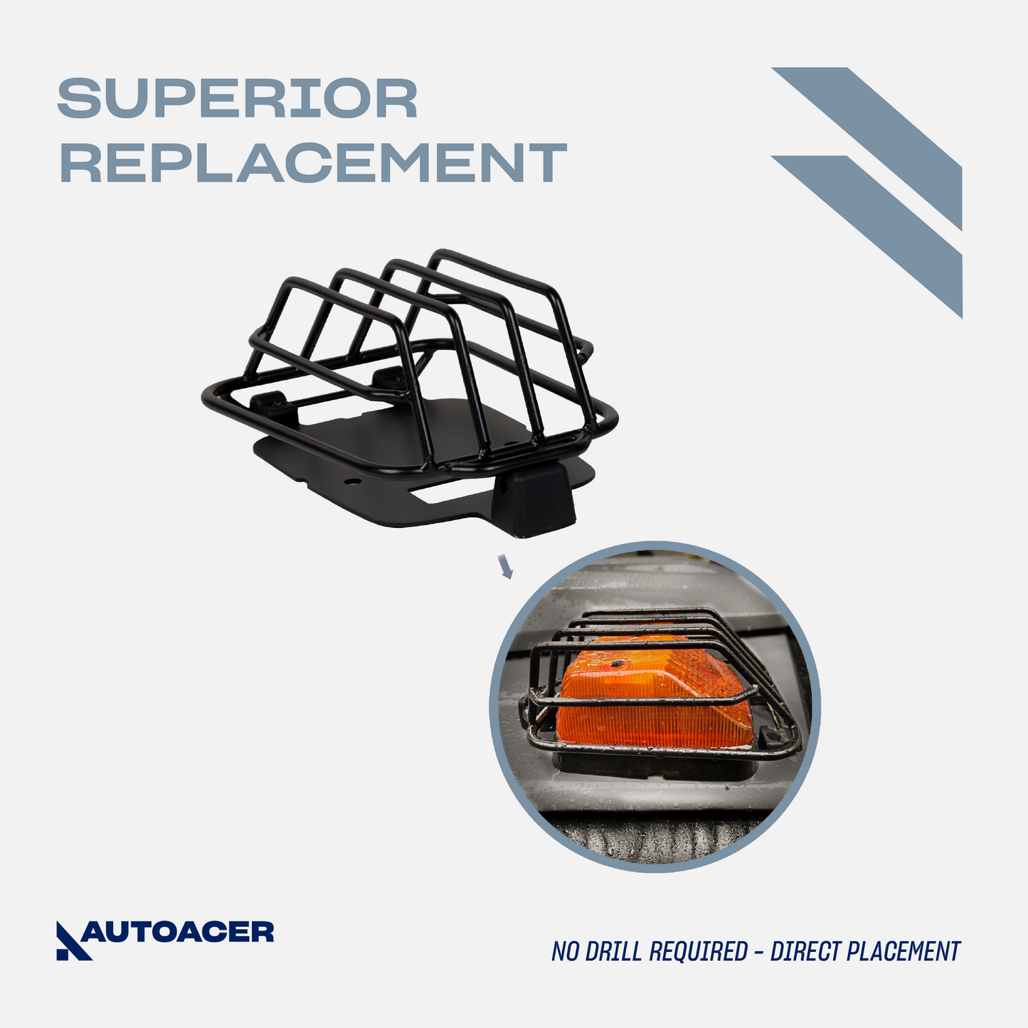 AUTOACER - 2p Turn Signal Protector Grill Set For Mercedes G Wagon W460 W461 W463 1990 - 2022