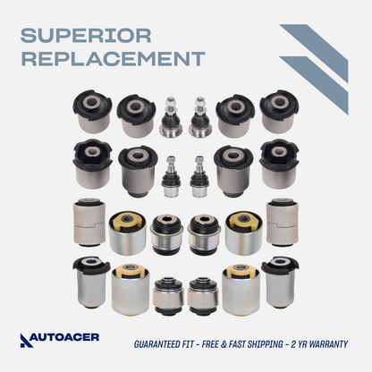 AUTOACER - Front & Rear, Upper, Lower Control Arm Bushings, Knuckle Bushes & Ball Joint Kit 24 Piece for Land Rover LR3 / LR4