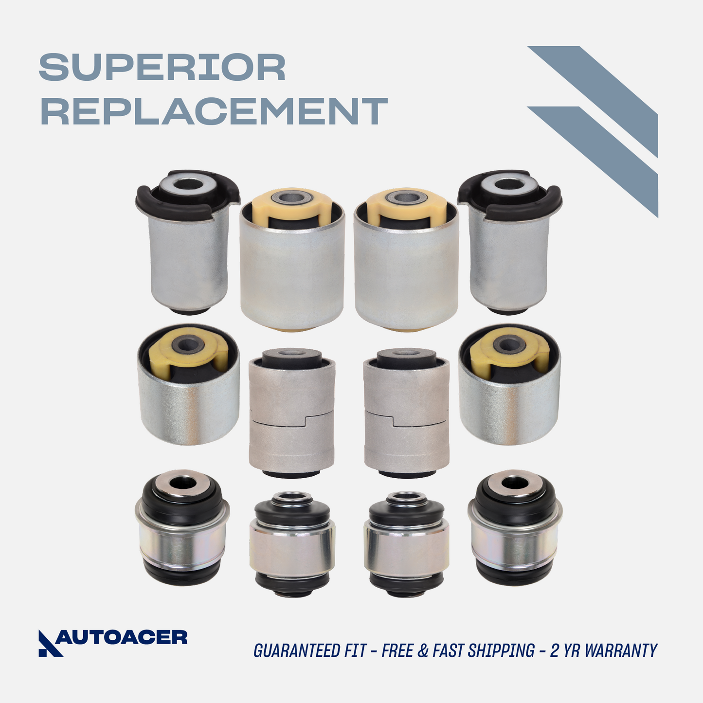 AUTOACER - Rear Upper & Lower Control Arm & Knuckle Bushing Kit 12 Piece for Land Rover LR3 / LR4