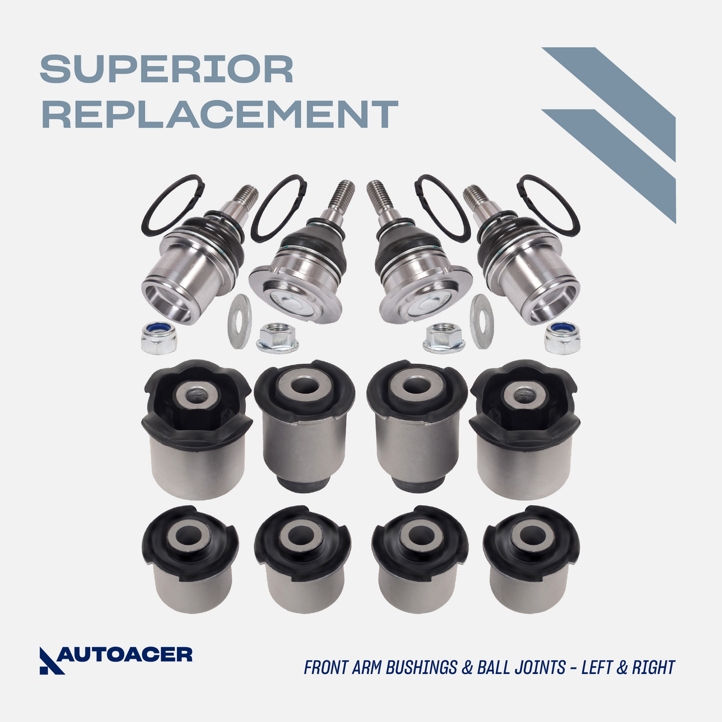 AUTOACER - Front & Rear, Upper, Lower Control Arm Bushings & Ball Joint Kit 20 Piece for Land Rover LR3 / LR4