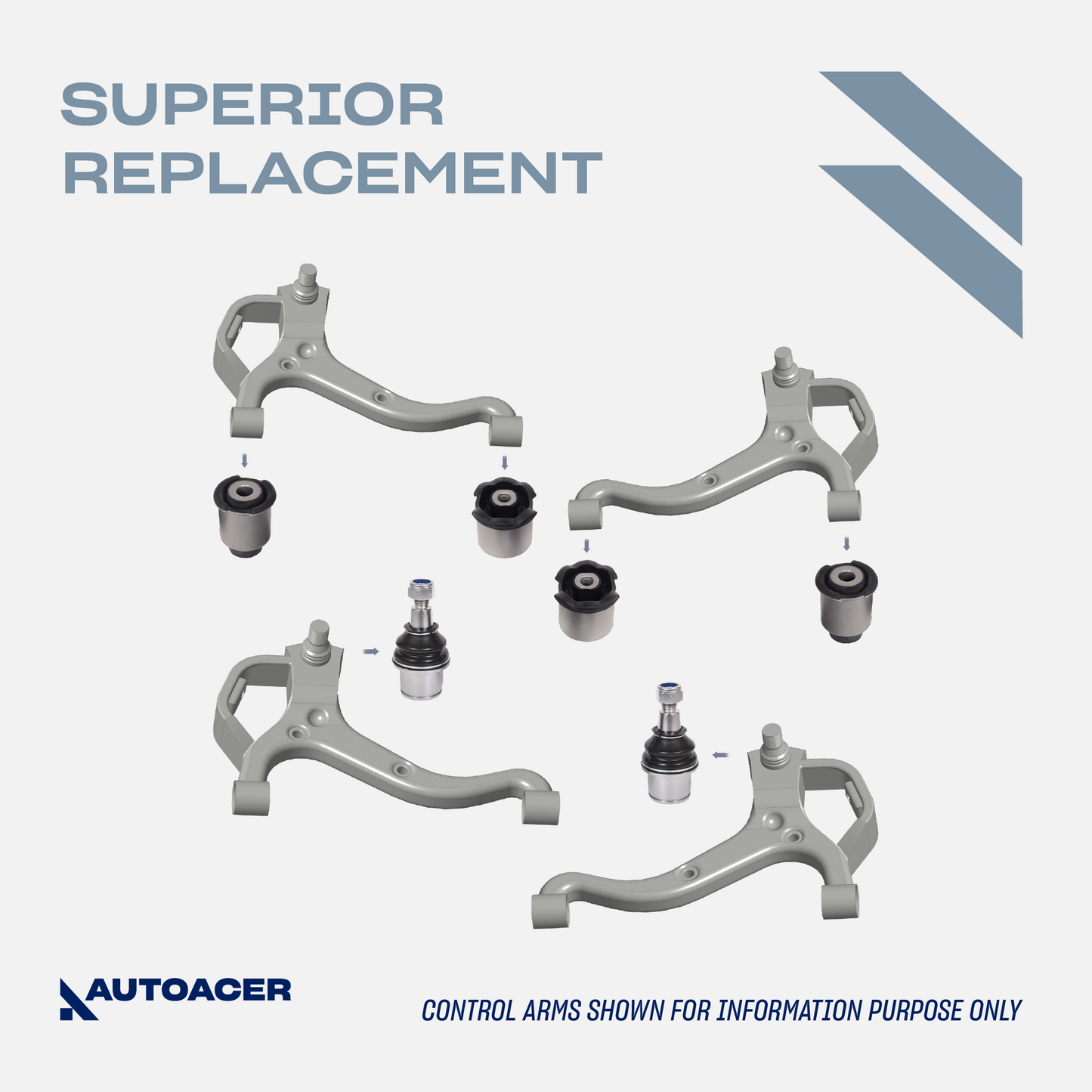 AUTOACER - Front & Rear, Upper, Lower Control Arm Bushings & Ball Joint Kit 20 Piece for Land Rover LR3 / LR4