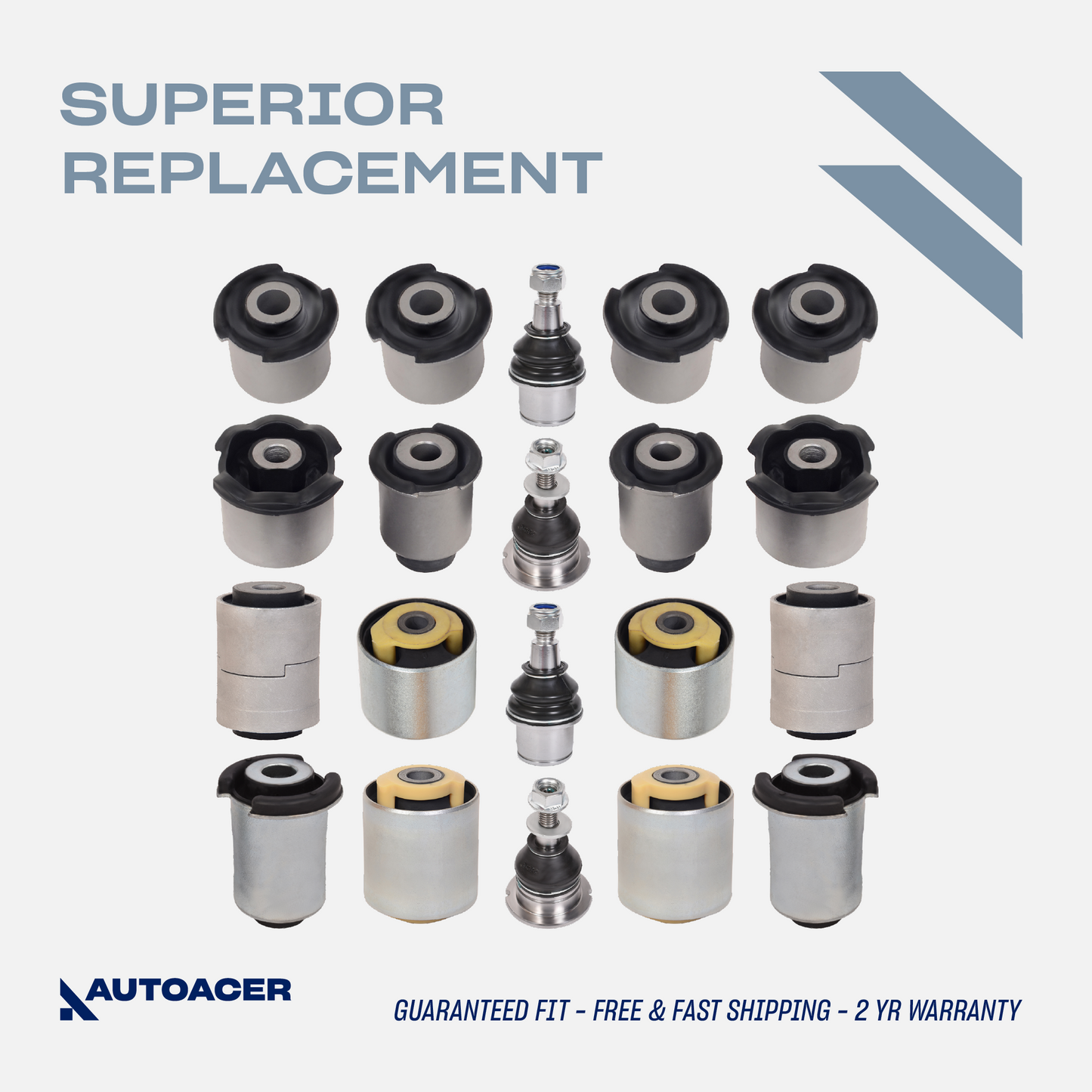 AUTOACER - Front & Rear, Upper, Lower Control Arm Bushings & Ball Joint Kit 20 Piece for Land Rover LR3 / LR4