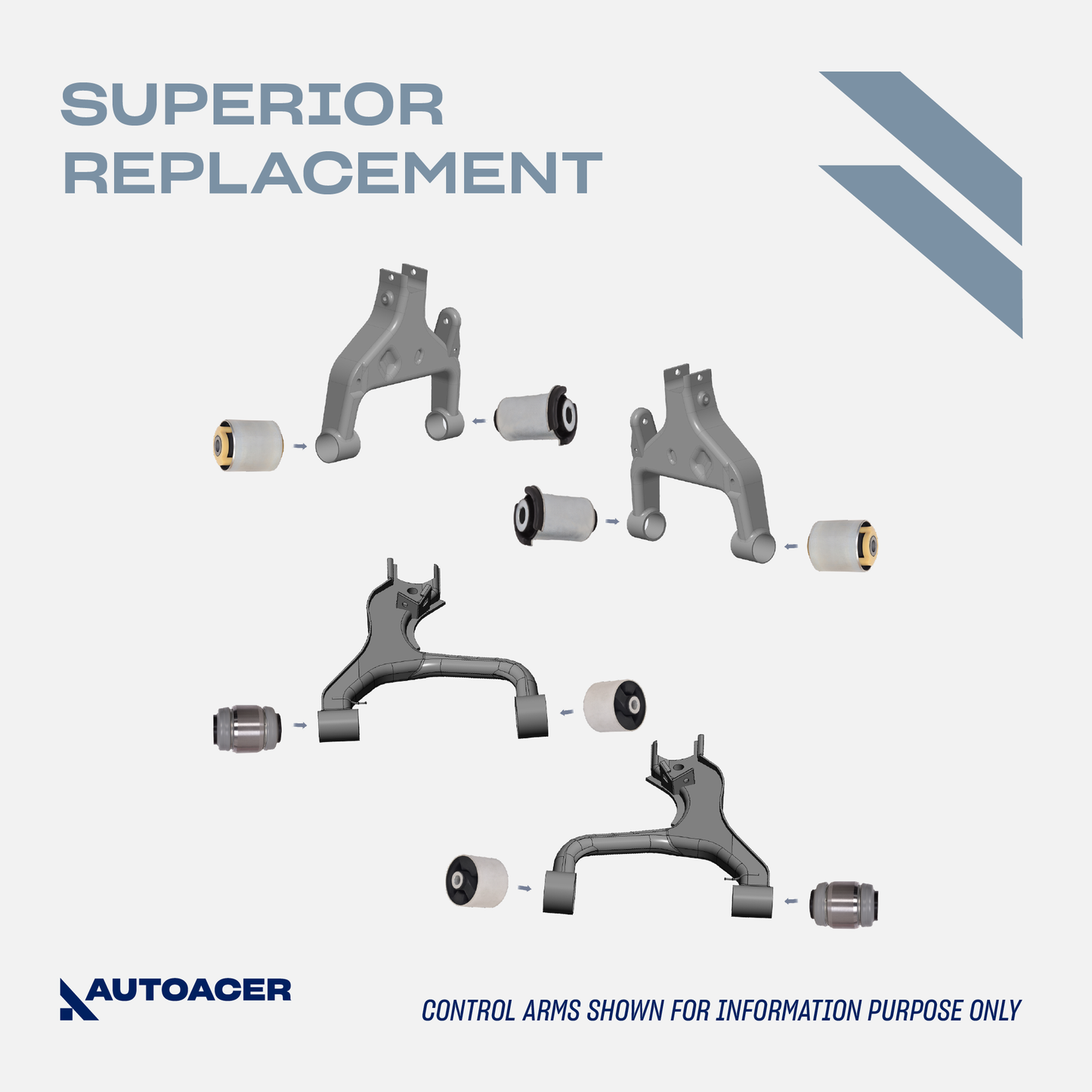 AUTOACER - Front & Rear Upper, Lower Control Arm Bushes & Knuckle Bushing Kit 20 Piece Land Rover Range Rover Sport L320