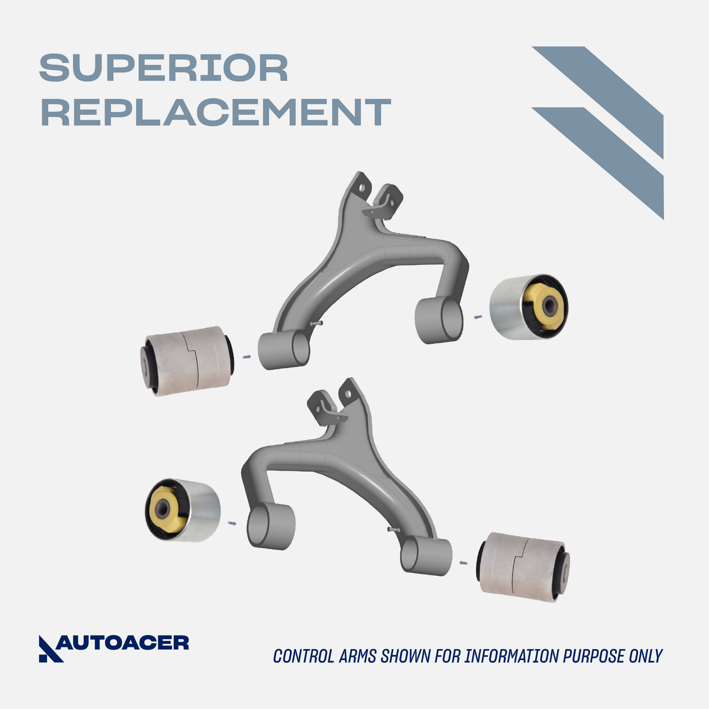 AUTOACER - Rear Upper & Lower Control Arm Bushing Kit 8 Piece for Land Rover LR3 & LR4