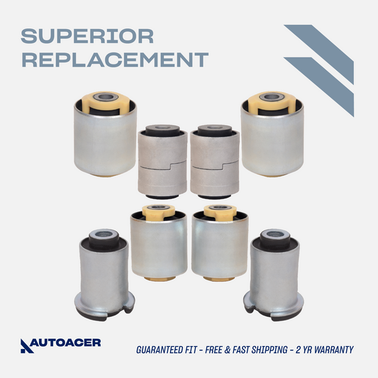 AUTOACER - Rear Upper & Lower Control Arm Bushing Kit 8 Piece for Land Rover LR3 & LR4