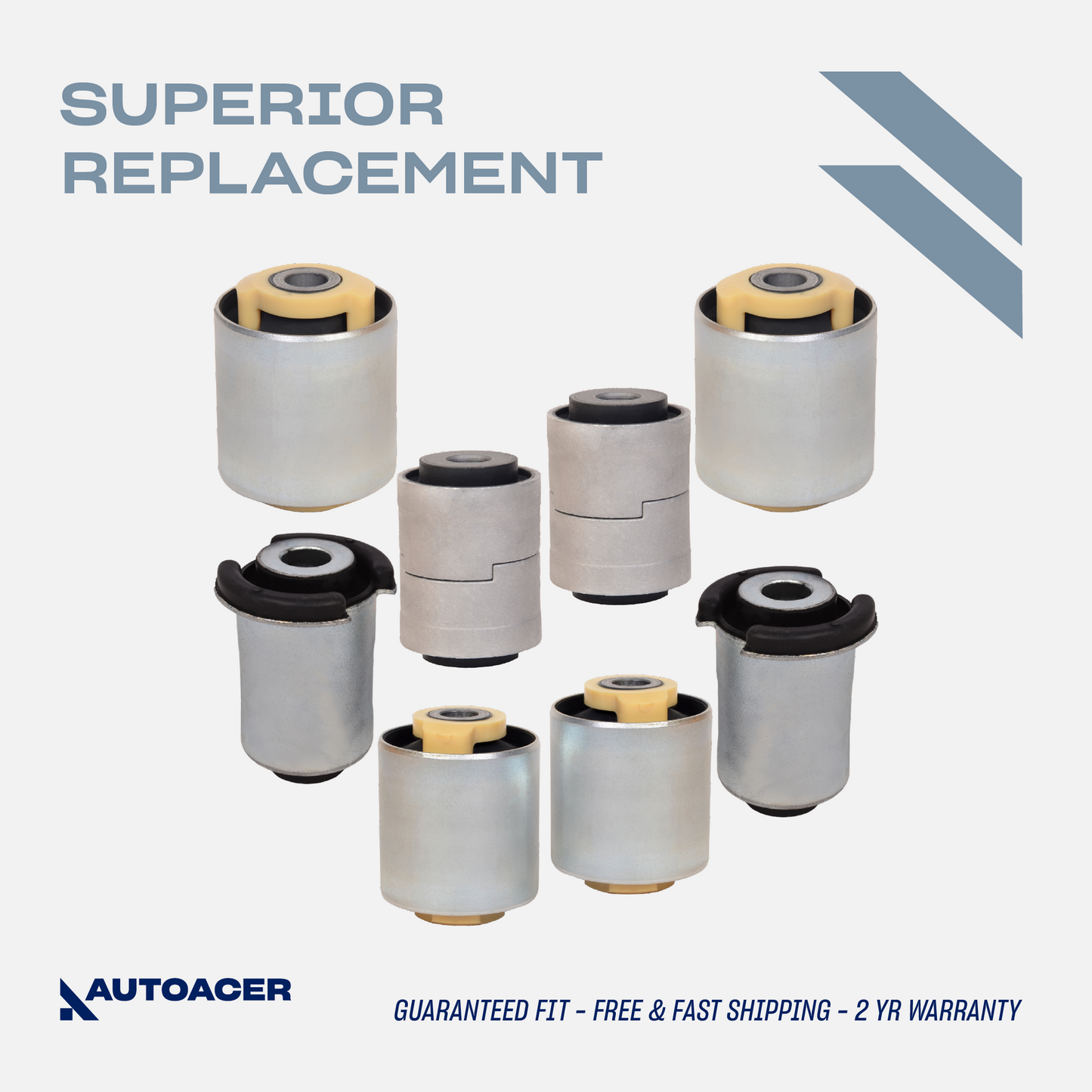 AUTOACER - Rear Upper & Lower Control Arm Bushing Kit 8 Piece for Land Rover LR3 & LR4