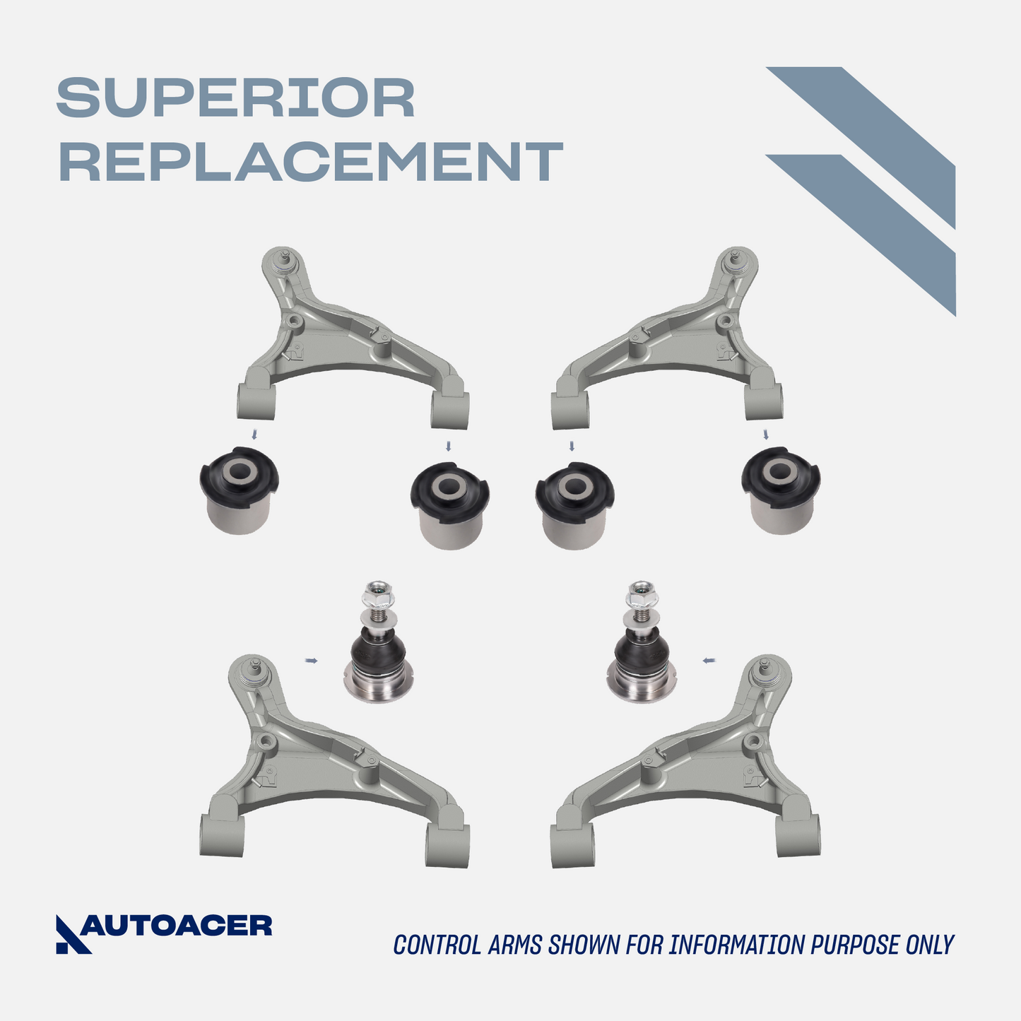 AUTOACER - Front Upper Control Arm Bushings & Ball Joint Kit 6 Piece for Land Rover LR3, LR4, Range Rover Sport
