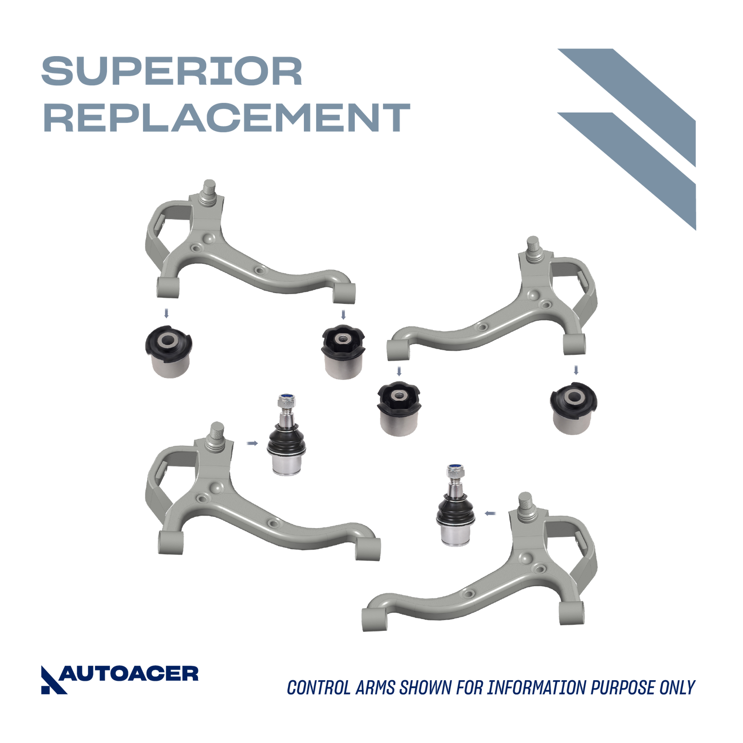 AUTOACER - Front & Rear Control Arm Bushings & Ball Joint Kit for Land Rover LR3 2004 - 2009, LR4 2009 - 2018 (L319)