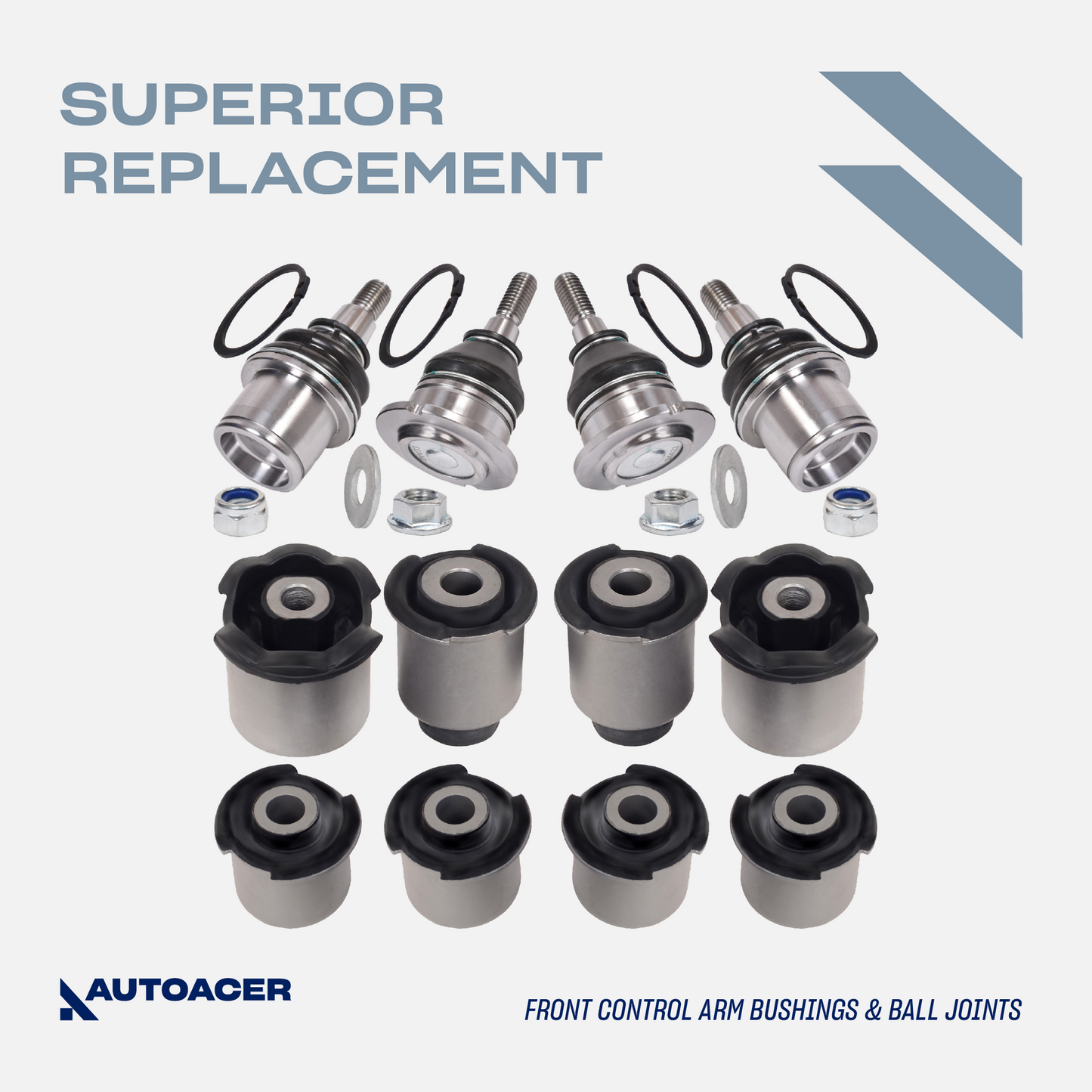 AUTOACER - Front, Rear, Upper, Lower Control Arm Bushings, Knuckle Bushes & Ball Joint Kit 24 Pc for Range Rover Sport L320 2005-2013