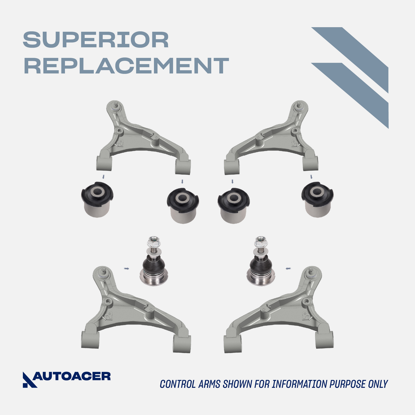 AUTOACER - Front, Rear, Upper, Lower Control Arm Bushings, Knuckle Bushes & Ball Joint Kit 24 Pc for Range Rover Sport L320 2005-2013