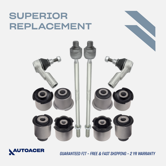 AUTOACER - 12p Front Upper, Lower Control Arm Bushings & Inner, Outer Track Rod End Kit Compatible with LAND ROVER LR3 / DISCOVERY III 2004-2009