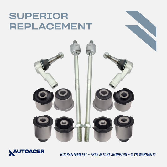 AUTOACER - 12p Front Upper, Lower Control Arm Bushings & Inner, Outer Track Rod End Kit Compatible with LAND ROVER LR4 / DISCOVERY IV 2009 - 2018