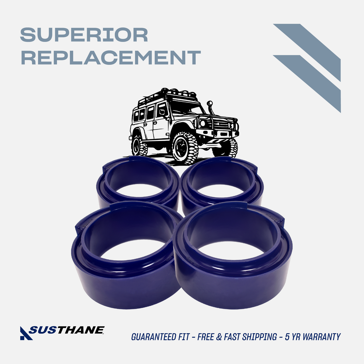 AUTOACER - 4p Poly Spacer Lift Kit 2" for Land Rover Discovery 1 & 2 1989 - 2004, Defender 2007 - 2016