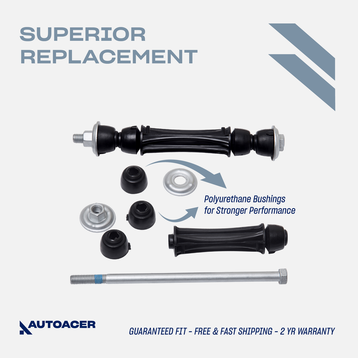 AUTOACER - 2p Front Sway Stabilizer Bar Link Kit PU Bushes for CADILLAC, CHEVROLET, GMC, VOLVO, NISSAN, MAZDA & FORD