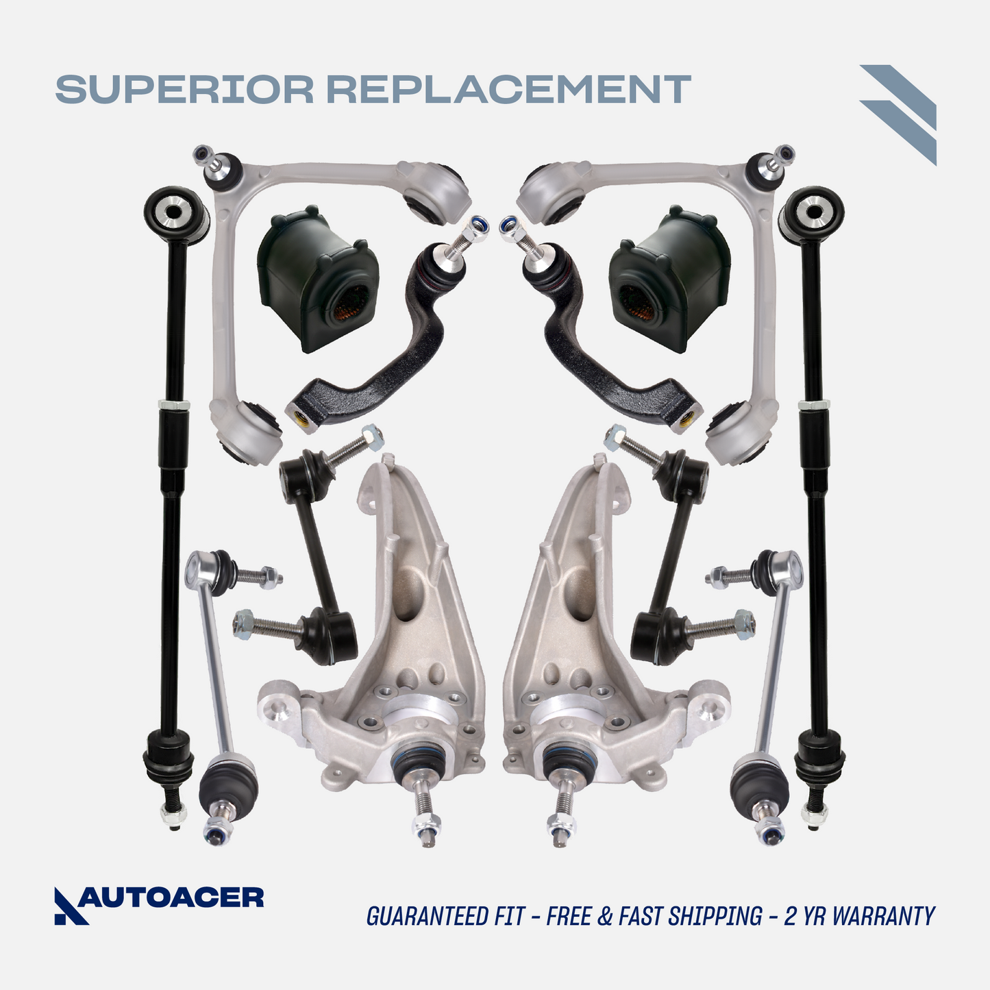 AUTOACER Front & Rear Suspension Kit 14p - Control Arms, Stabilizer Bar Links,  Tie Rods, Sway Bar Bushings For LINCOLN LS 2000-2002, FORD THUNDERBIRD 2002-2003