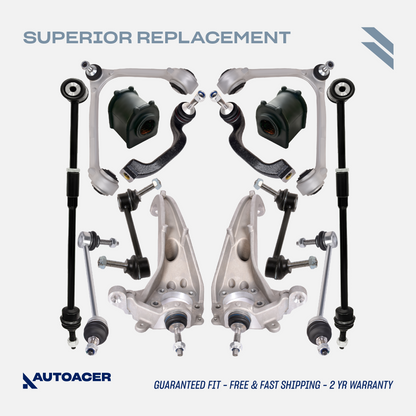 AUTOACER Front & Rear Suspension Kit 14p - Control Arms, Stabilizer Bar Links,  Tie Rods, Sway Bar Bushings For LINCOLN LS 2000-2002, FORD THUNDERBIRD 2002-2003
