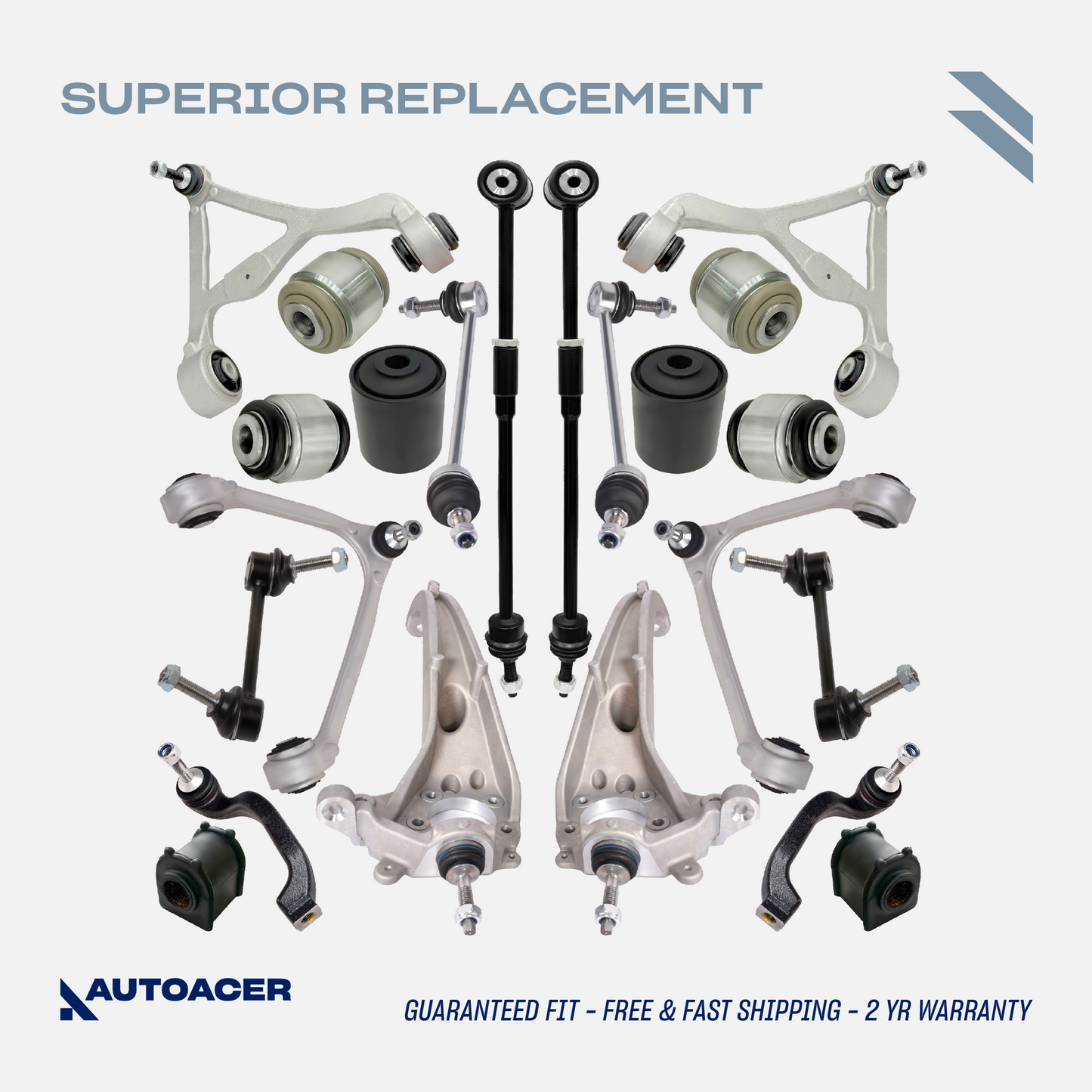 AUTOACER Front & Rear Suspension Kit 22p - Upper Lower Control Arms, Stabilizer Bar Links, Tie Rod Ends & Sway Bar Bushings For LINCOLN LS 2000-2002, FORD THUNDERBIRD 2002-2003