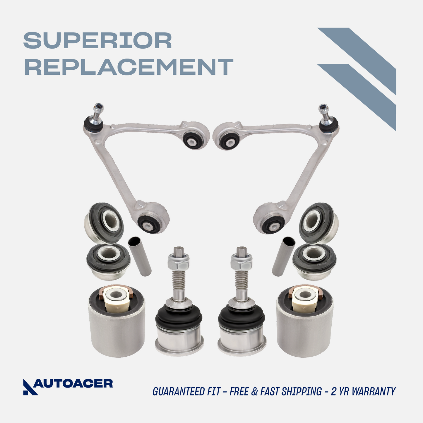 AUTOACER - Front Upper Control Arms, Lower Control Arm Bushings & Ball Joints 14mm Kit 10 pcs for FORD Thunderbird 2002-2003, LINCOLN LS 2000-2002