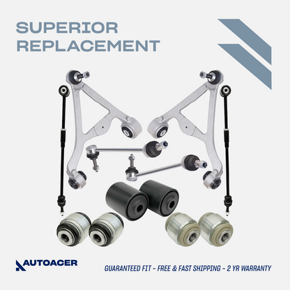 AUTOACER Suspension Kit 12p - Rear Upper Control Arms, Lower Hydra Bushings, Tie Rod Assembly & Sway Bar Links For LINCOLN LS 2000 - 2006, FORD THUNDERBIRD 2002 - 2005