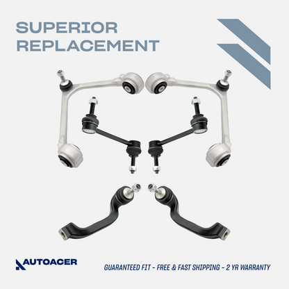 AUTOACER - 6p Front Upper Control Arms, Tie Rod Ends & Stabilizer Bar Link Kit for LINCOLN LS 2000 - 2006, FORD Thunderbird 2002 - 2005
