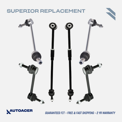 AUTOACER - 6p Front & Rear Stabilizer Bar Links, Rear Inner Outer Tie Rod Assembly For LINCOLN LS 2000-2006, FORD Thunderbird 2002-2005