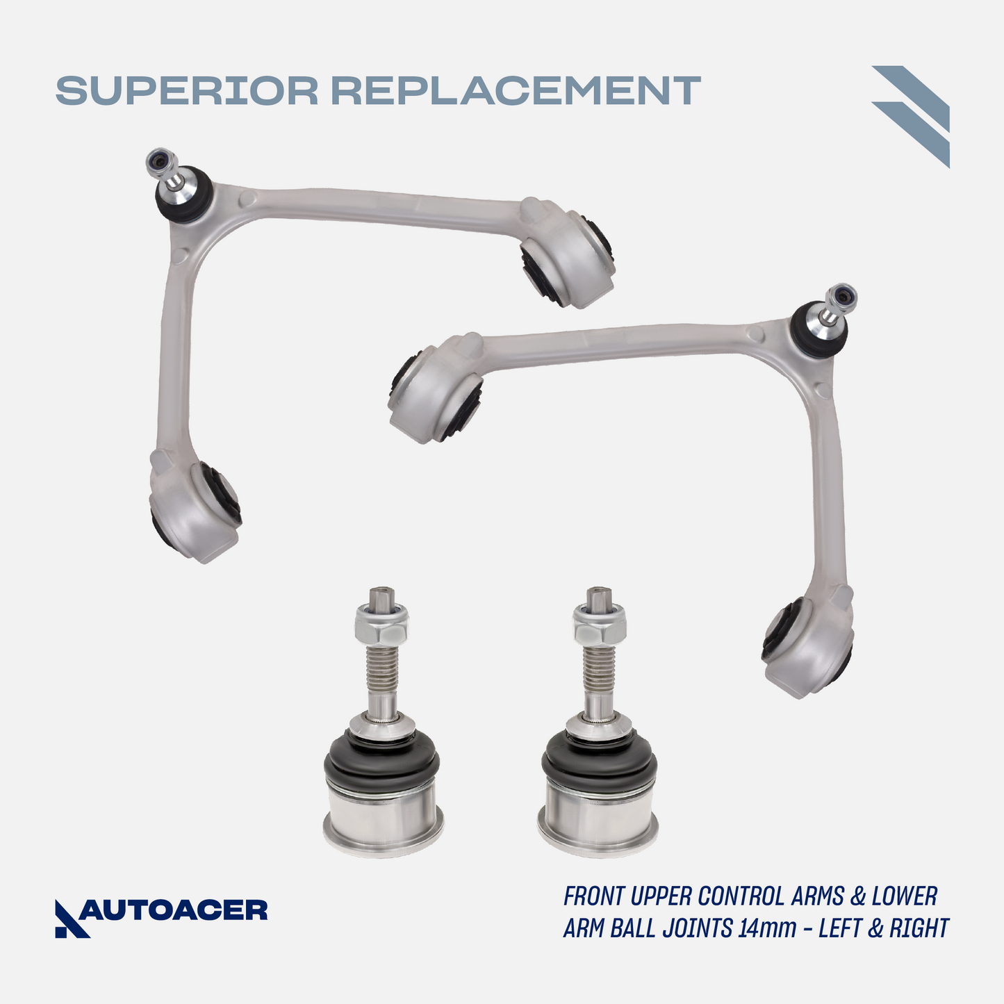AUTOACER Front & Rear Suspension Kit 24p - Control Arms, Bushings, Knuckle Ball Joints 14mm, Sway Bar Links & Tie Rods For LS 2000 - 2002, THUNDERBIRD 2002 - 2003 