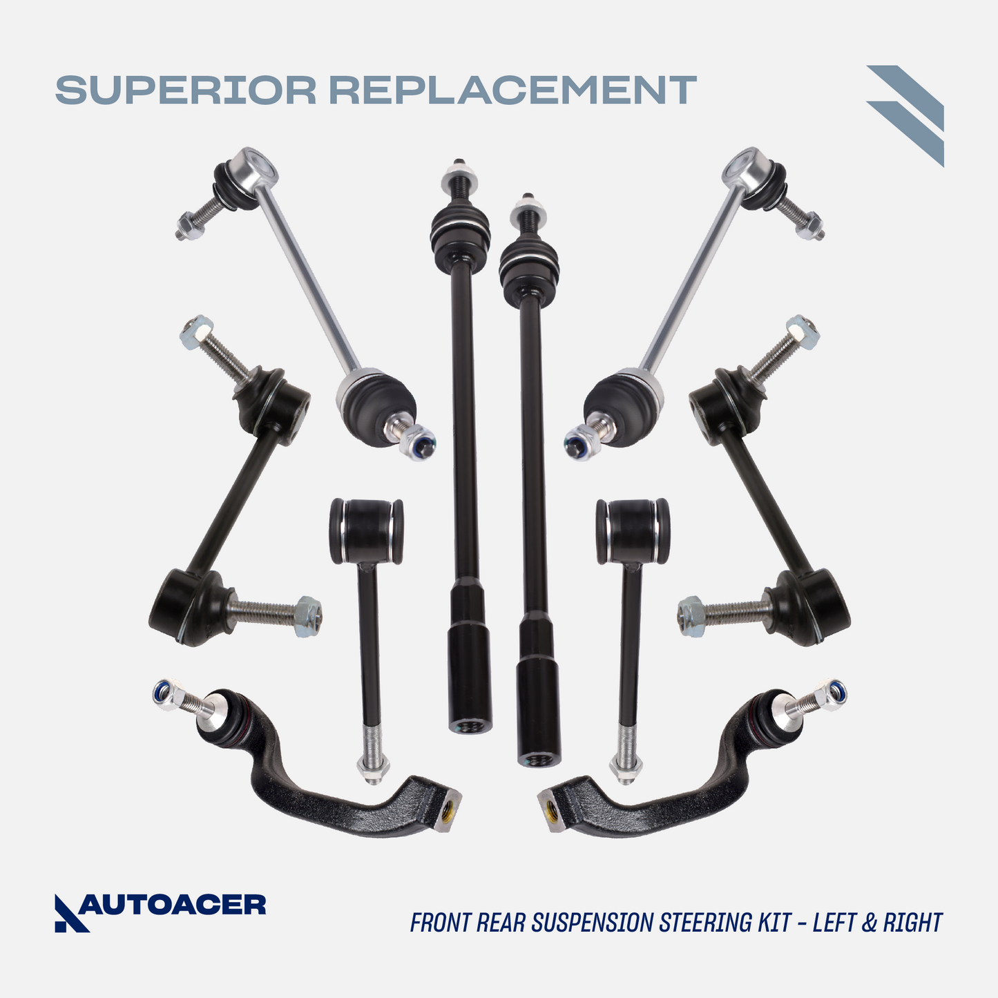 AUTOACER Front & Rear Suspension Kit 24p - Upper Control Arms, Lower Bushings, Knuckle Ball Joints 16mm, Sway Bar Links & Tie Rods For LINCOLN / FORD
