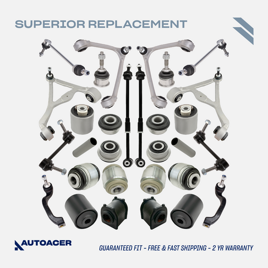 AUTOACER Suspension Kit 26p - Front, Rear, Upper & Lower Control Arms, Bushings, Stabilizer Links, Tie Rods, Sway Bar Bushes & Ball Joints 14mm For LINCOLN / FORD