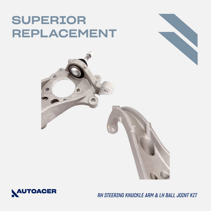 AUTOACER - 2p Front Lower Steering Knuckle Control Arm Left Side with Ball Joint Fitted and Ball Joint 14mm Right Side For LINCOLN LS 1999 - 2002, FORD THUNDERBIRD 2002 - 2003