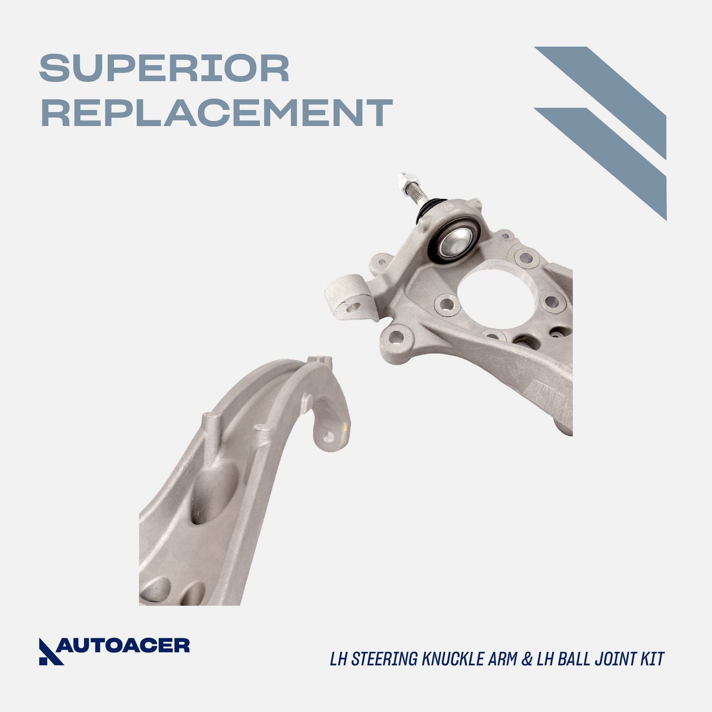 AUTOACER - 2p Front Lower Steering Knuckle Control Arm Right Side with Ball Joint Pre-Fitted & Ball Joint 14mm Left Side For Lincoln LS 1999 - 2002, Ford Thunderbird 2002 - 2003