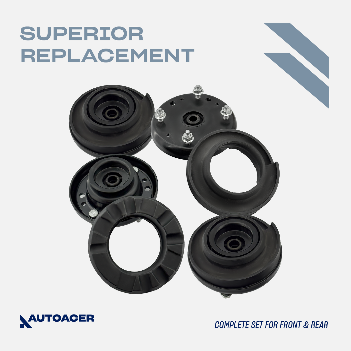 AUTOACER Front & Rear Suspension Strut Mount Kit 8p - Strut / Shock Mounts & Spring Seats (Rubber) For Ford Thunderbird 2002 - 2005, Lincoln LS 2000 - 2006