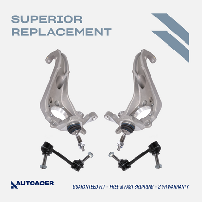 AUTOACER Front Lower Control Arms / Steering Knuckle Arms with Pre-Fitted 14mm Ball Joints, Sway Bar Links 4 Pcs for LINCOLN LS 1999 - 2003, FORD THUNDERBIRD 2002 - 2003 