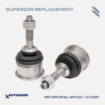 AUTOACER - 14p Front Upper Control Arms, Lower Bushings, Ball Joints 14mm, Stabilizer Bar Bushings & Tie Rod Ends for LINCOLN LS 2000-2002, FORD THUNDERBIRD  2002-2003