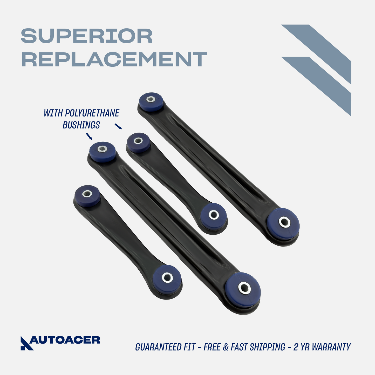 AUTOACER - Rear Upper & Lower Trailing Control Arms 4 pcs with High Grade Polyurethane Bushings Fitted for FORD Crown Victoria, LINCOLN Town Car, MERCURY Marquis, MERCURY Marauder