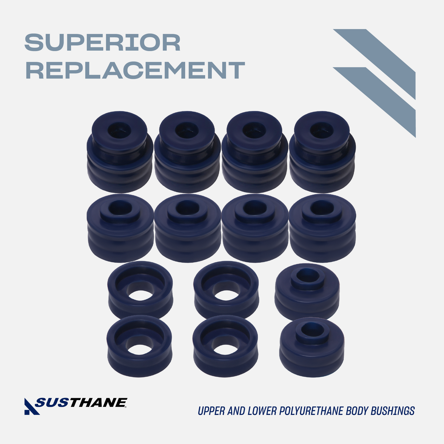 AUTOACER - Front & Rear Body Mount Bushing Kit 20 Piece in Poly for Ford F-250, F-350, 2WD / 4WD Models