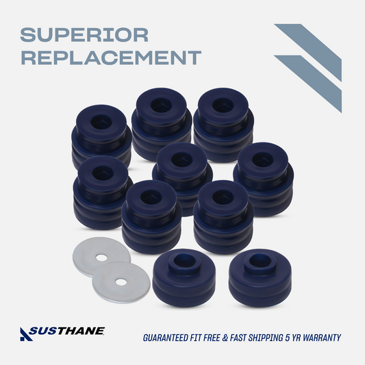 AUTOACER - Front & Rear Body Mount Bushing Kit 20 Piece in Poly for Ford F-250, F-350, 2WD / 4WD Models