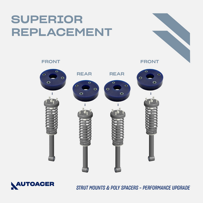 AUTOACER - 8p Front Rear Strut Mounts + 30mm Poly Spacer Lift Kit For Ford Thunderbird 2002 - 2005, Lincoln LS 2000 - 2006