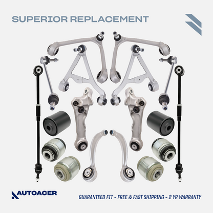 AUTOACER - 18p Front Rear Control Arms, Bushings, Links & Tie Rods for Jaguar XJ