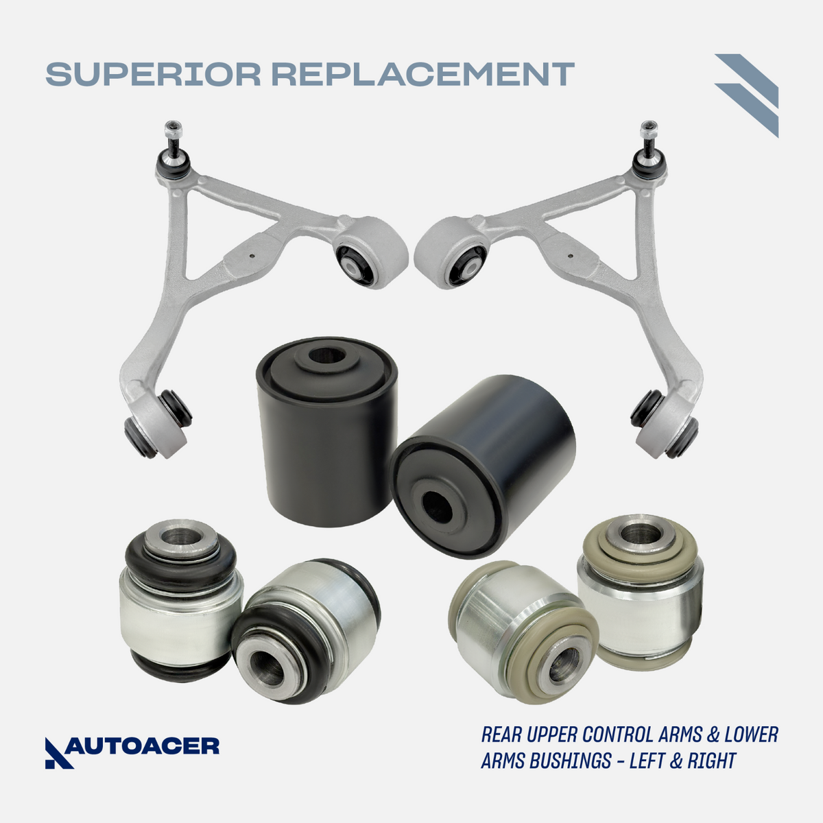 AUTOACER - 18p Front Rear Control Arms, Bushings, Links & Tie Rods for Jaguar XJ