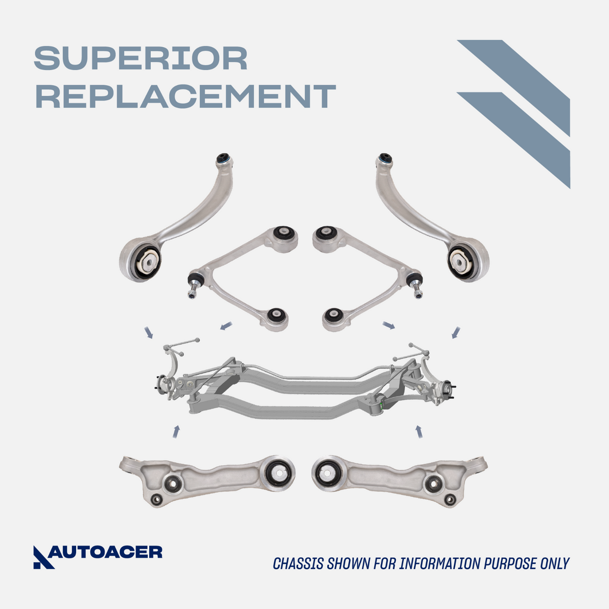 AUTOACER - 18p Front Rear Control Arms, Bushings, Links & Tie Rods for Jaguar XJ