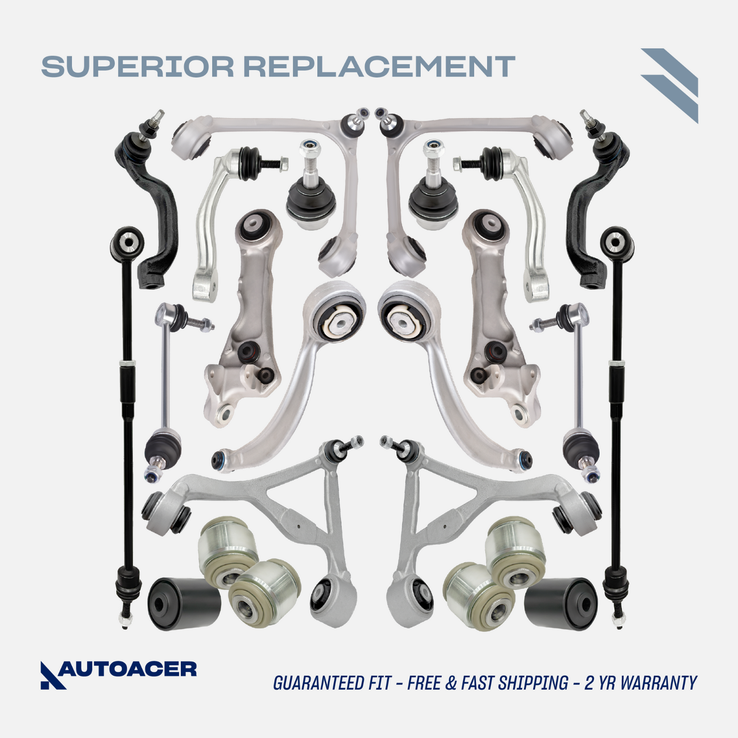 AUTOACER -24p Front & Rear Control Arms, Tie Rods Links & Bushings For Jaguar XK