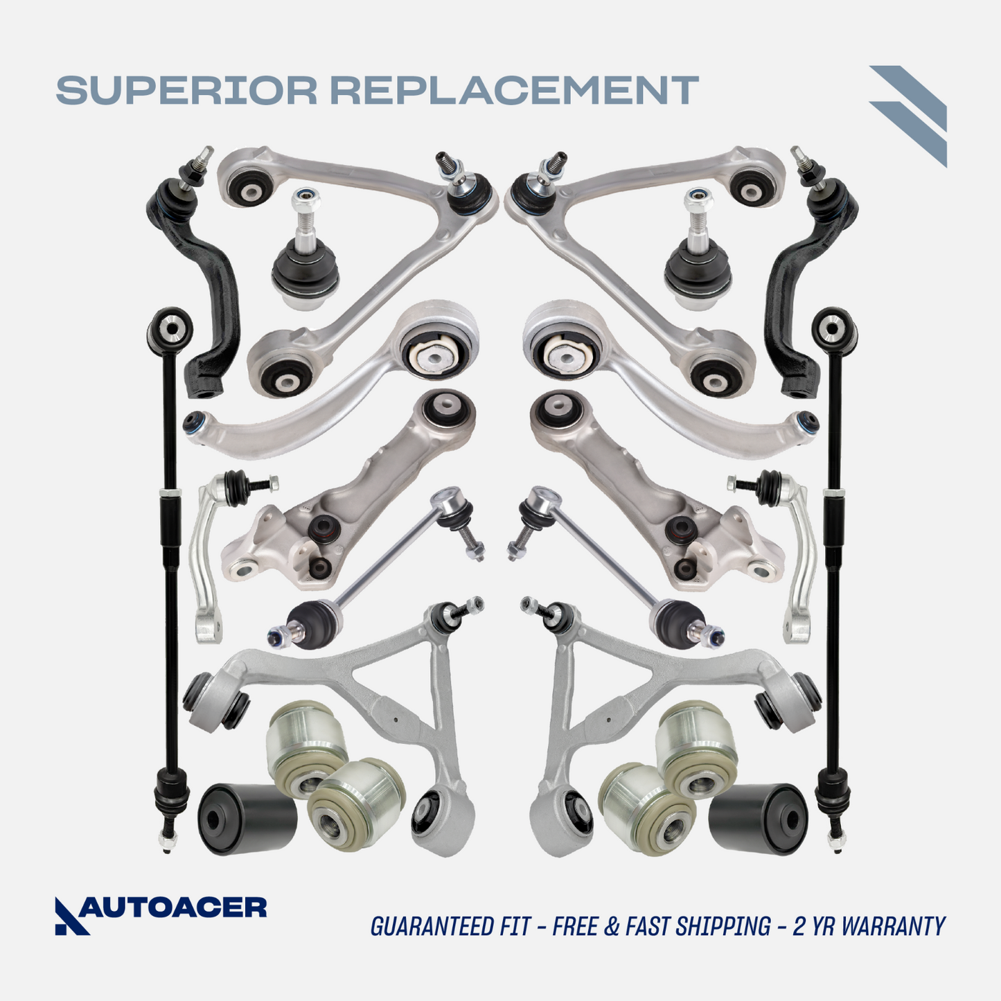 AUTOACER 24p Front Rear Kit Control Arms Tie Rods Links Bushes For Jaguar S-Type
