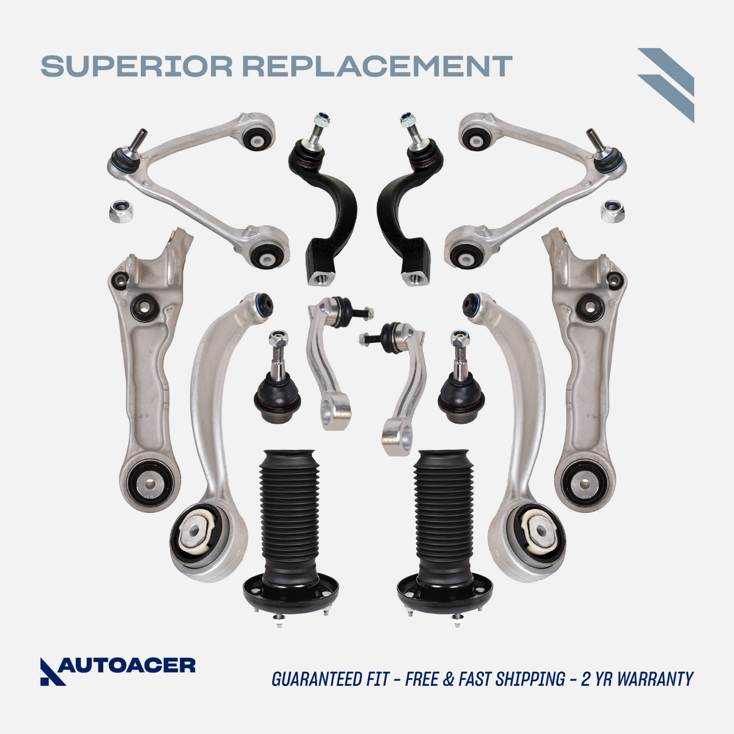 AUTOACER - 14p Front Suspension Kit Arms Links Struts Tie Rods Joints For Jaguar