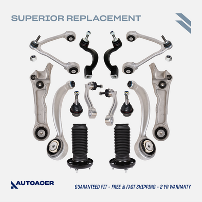 AUTOACER - 14p Front Suspension Kit Arms Links Struts Tie Rods Joints For Jaguar