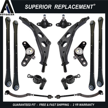Front & Rear Control Arms, Bushings, Ball Joints & Tie Rods Kit 14 pcs For MINI
