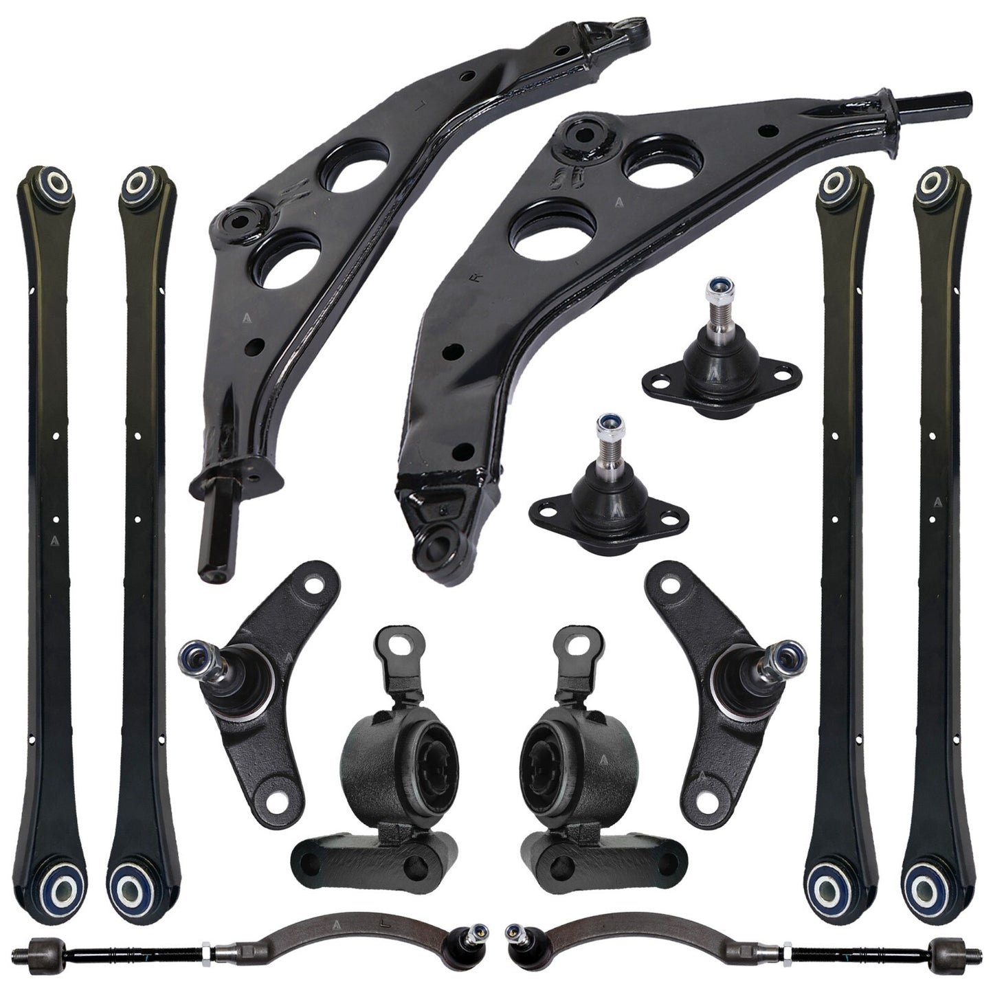 Front & Rear Control Arms, Bushings, Ball Joints & Tie Rods Kit 14 pcs For MINI