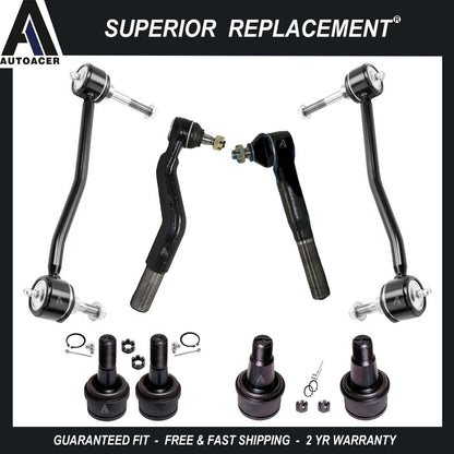 Front Lower Upper Ball Joints, Links, Rods 8pc for Ford F250 F350 Super Duty 4x4