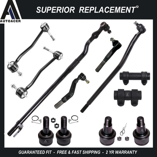 Front Drag Link Ball Joints Sway Bar End Links Tie Rods 12p for Ford F-250 F-350